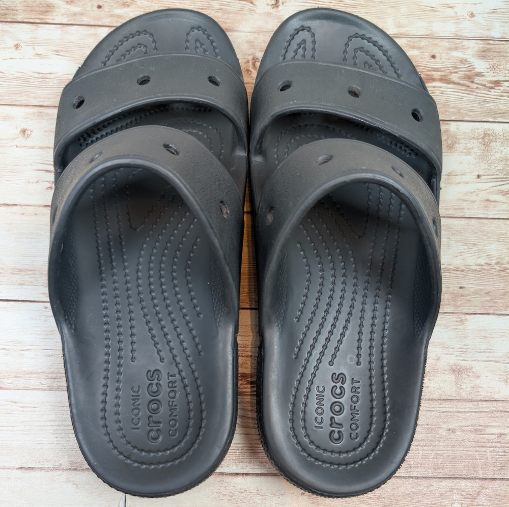 CROCS Iconic Comfort Slide On Slip On Sandal Shoes Black Men's Size 7 - Picture 8 of 13